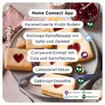 Ein Tisch mit verschiedenen Cookit‑Gerichten für Valentinstag und Karneval, darunter Nudeln, Salat, Kekse und ein Eintopf.