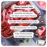 Ein liebevoll angerichteter Valentinstags‑Tisch mit verschiedenen Cookit‑Gerichten und romantischer Dekoration.