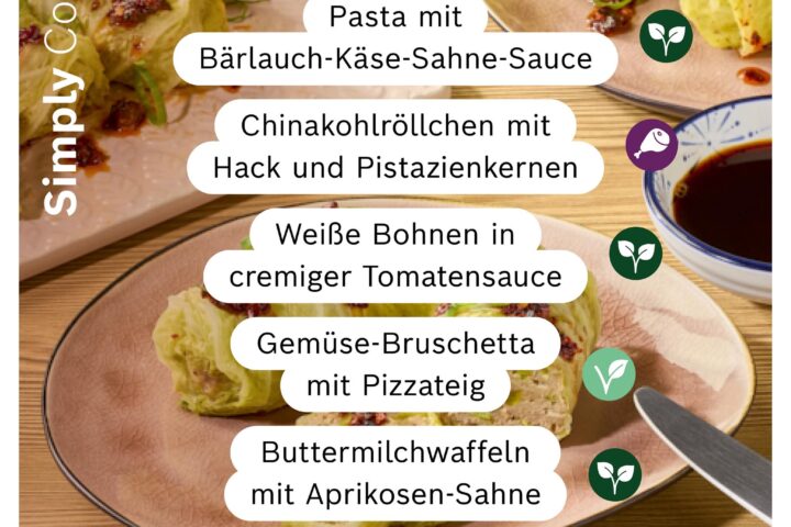 Neue Cookit Rezepte der Woche: Bruschetta, Bärlauch‑Pasta, Chinakohlröllchen, weiße Bohnen und Buttermilchwaffeln