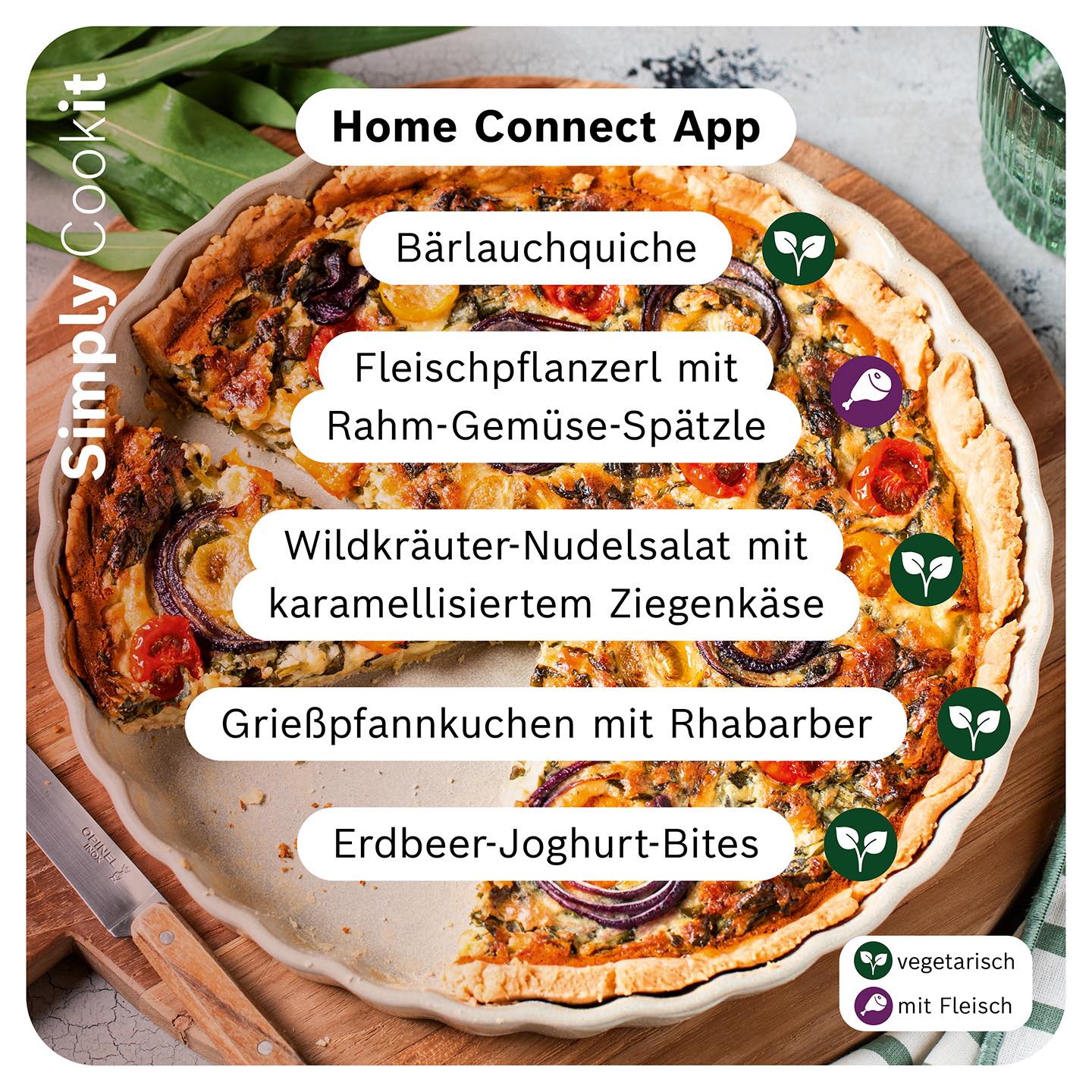 Frische saisonale Zutaten wie Rhabarber, Bärlauch und Erdbeeren – Frühlingsrezepte für den Bosch Cookit