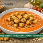 Cremige Suppe mit goldbraunen, selbstgemachten Croutons, im Bosch Cookit zubereitet