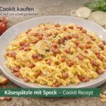 Käsespätzle mit Speck und Zwiebeln, frisch im Bosch Cookit zubereitet