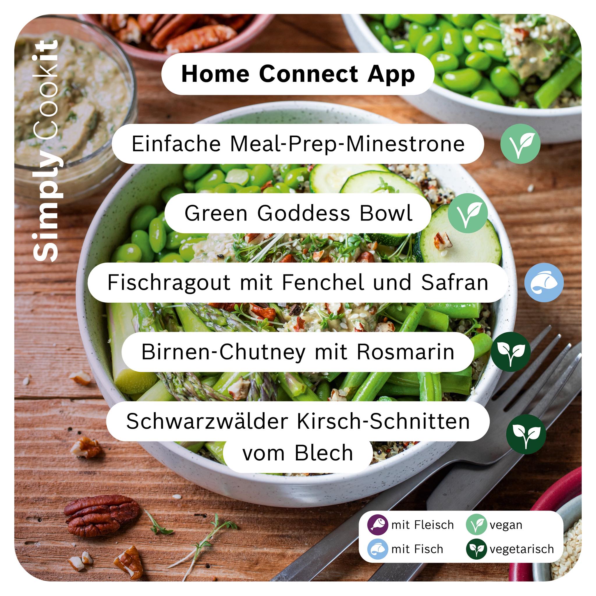 Frische Cookit Rezepte der Woche mit Schwarzwälder Kirsch-Schnitten, Minestrone, Bowl und Fischragout