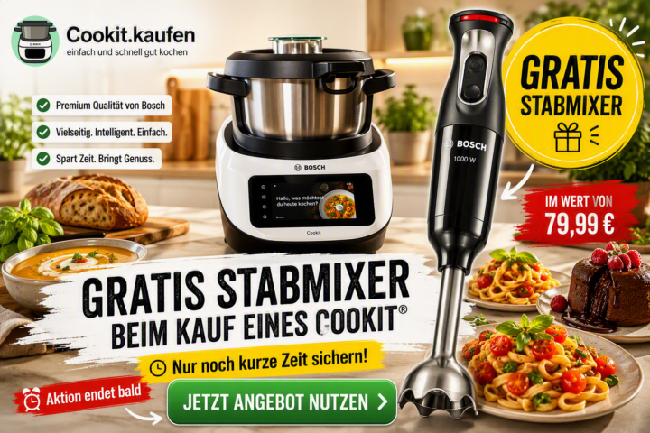 Bosch Cookit Bundle mit gratis Bosch Stabmixer Series 4 und zusätzlichem Preisvorteil bei cookit.kaufen.