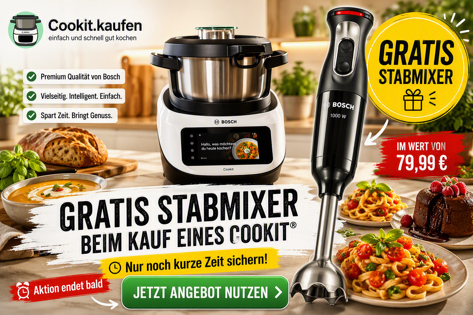 Bosch Cookit Bundle mit gratis Bosch Stabmixer Series 4 und zusätzlichem Preisvorteil bei cookit.kaufen.
