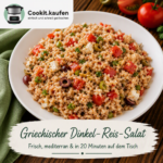 Griechischer Dinkel-Reis-Salat mit Feta, Paprika, Frühlingszwiebeln und Dinkel aus dem Bosch Cookit.