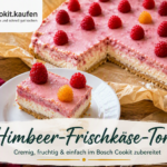 Himbeer-Frischkäse-Torte mit cremiger Frischkäsefüllung und frischen Himbeeren aus dem Bosch Cookit.