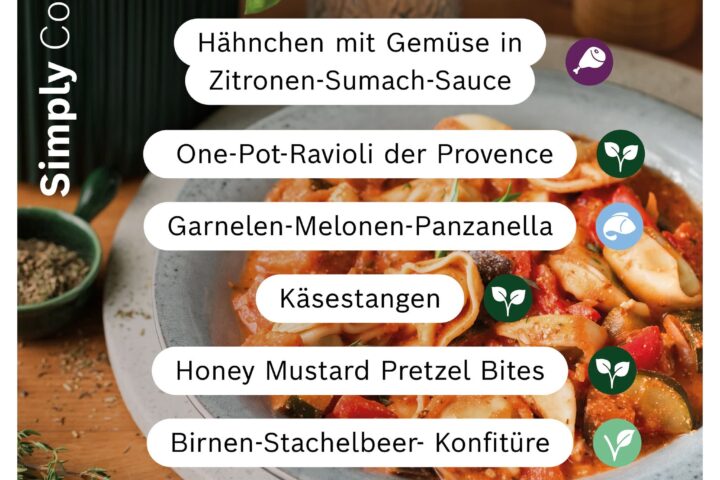 Neue Cookit Rezepte der Woche mit Ravioli der Provence, Zitronen-Sumach-Hähnchen, Garnelen-Melonen-Panzanella und weiteren Rezepten.