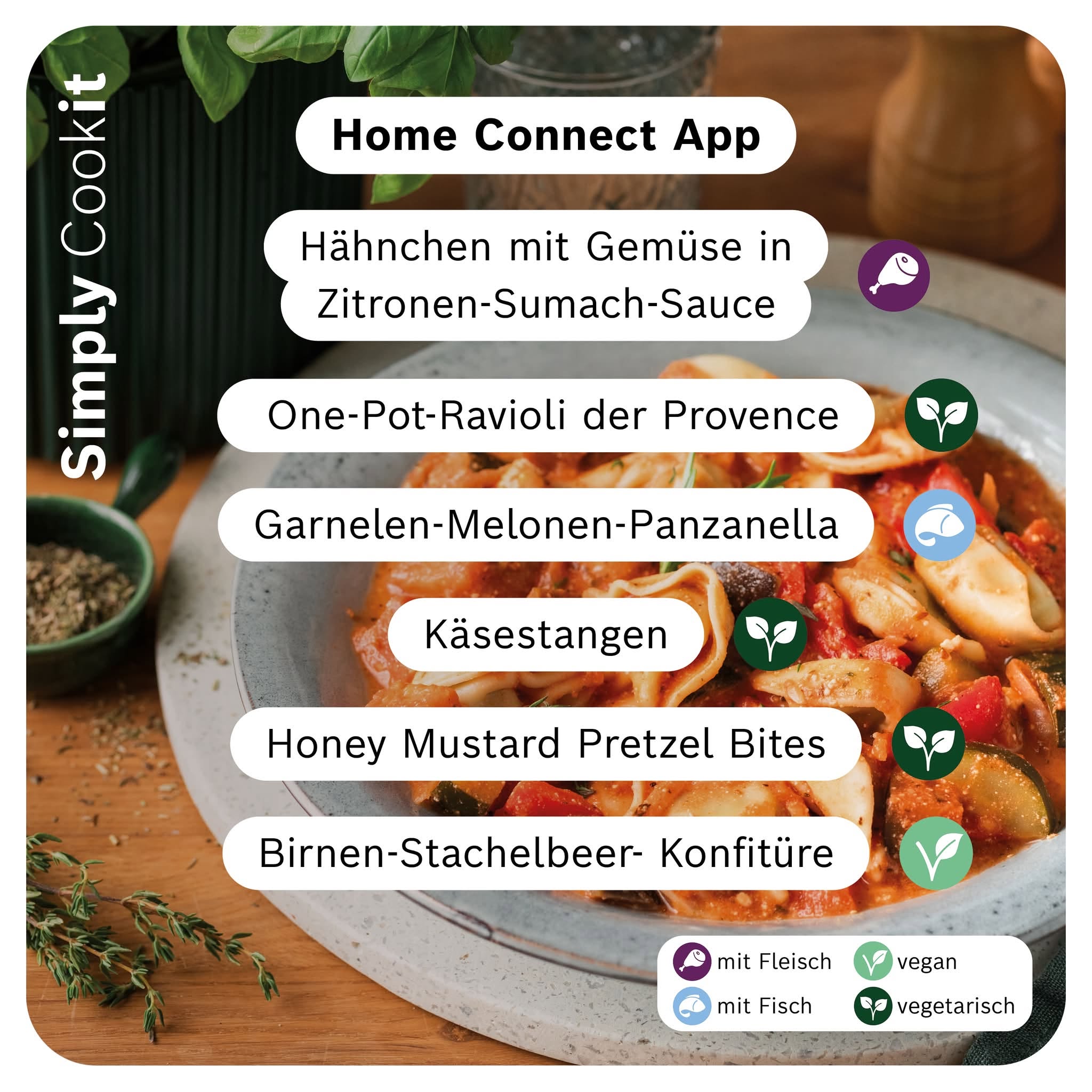 Neue Cookit Rezepte der Woche mit Ravioli der Provence, Zitronen-Sumach-Hähnchen, Garnelen-Melonen-Panzanella und weiteren Rezepten.