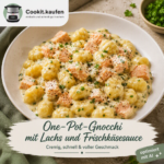 Cremige One-Pot-Gnocchi mit Frischkäsesauce, Lachs und frischer Petersilie aus dem Bosch Cookit.