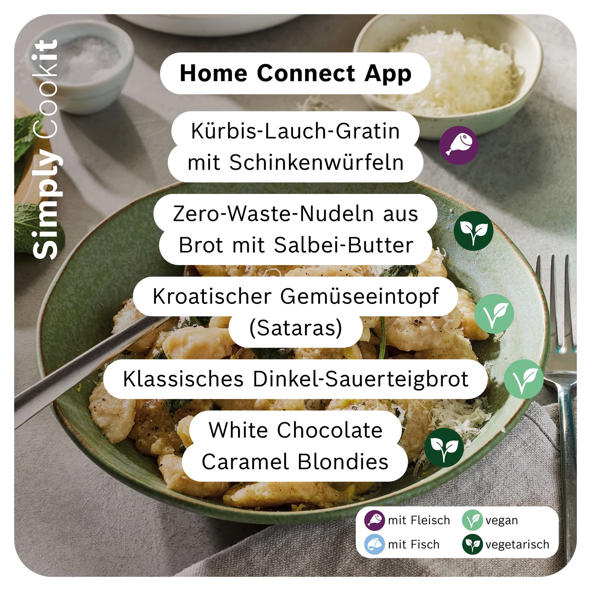 Neue Cookit Rezepte der Woche mit kroatischem Gemüseeintopf Sataras, Kürbis-Lauch-Gratin, Sauerteigbrot und Blondies.